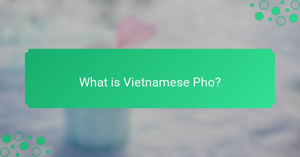 What is Vietnamese Pho?